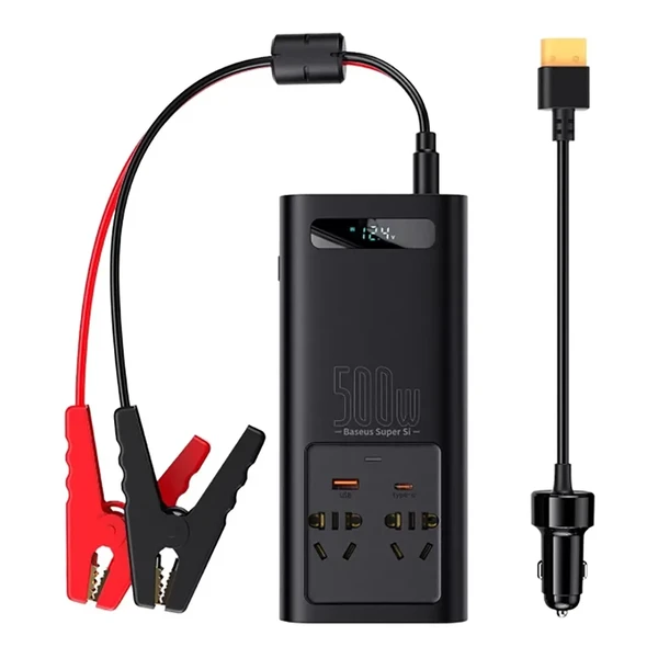 Автомобільний інвертор Baseus Super Si 12V to 220V Power Inverter 500W із чистою синусоїдою