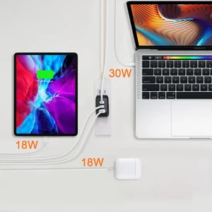Швидка GaN зарядка oneLounge 1Power 66W 2xUSB-C + USB-A для iPhone | iPad | MacBook | ноутбука - Фото 4
