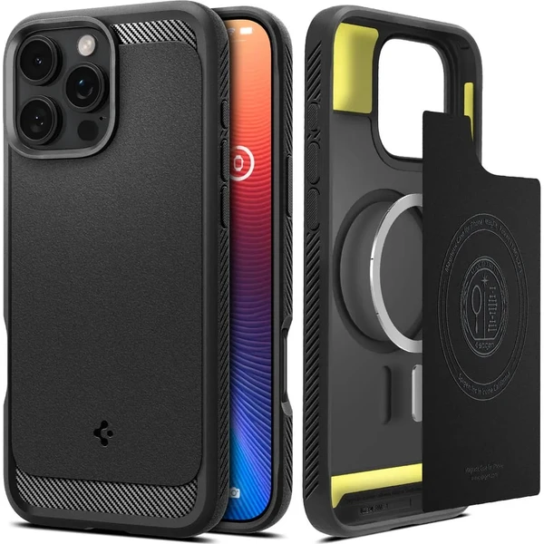 Чорний чохол Spigen Rugged Armor Mag MagSafe для iPhone 16 Pro в Запоріжжі