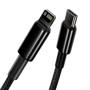 Зарядний кабель Baseus Tungsten Gold USB Type-C to Lightning PD 20W Black (1m) - Фото 3