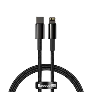Зарядний кабель Baseus Tungsten Gold USB Type-C to Lightning PD 20W Black (1m) CATLWJ-01 - Фото 1