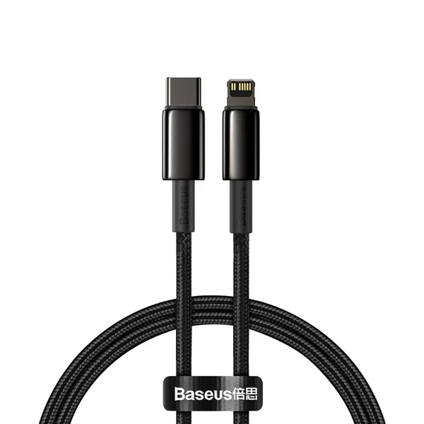 Зарядний кабель Baseus Tungsten Gold USB Type-C to Lightning PD 20W Black (2m)