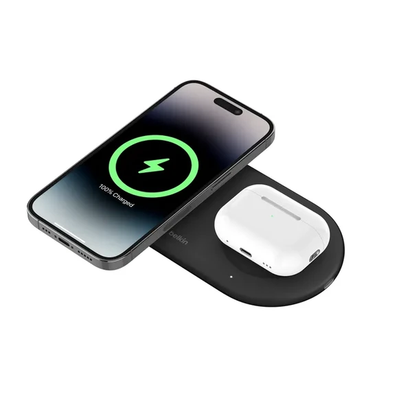 Док-станція MagSafe Belkin 2-в-1 BoostCharge Pro Charging Pad 15W з Qi2 для iPhone | AirPods