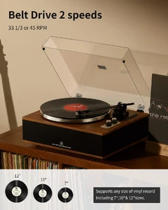 Проигрыватель виниловых пластинок ANGELS HORN Bluetooth Turntable со встроенными динамиками - Фото 2