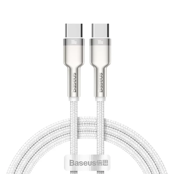 Зарядний кабель Baseus Cafule Metal Cable USB Type-C to USB Type-C 100W White (2m)