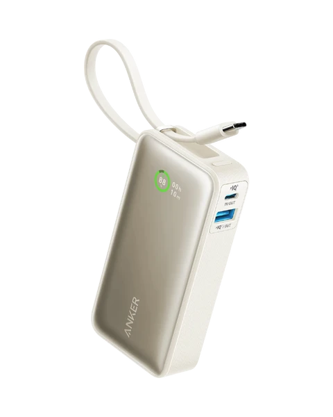 Компактний повербанк Anker Nano Power Bank White з потужністю 30W та USB-C, 10000mAh