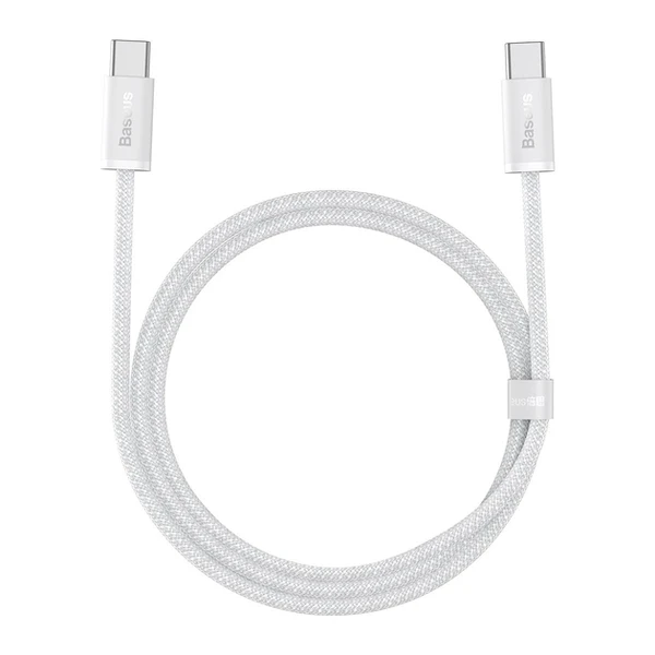 Нейлоновий кабель Type-C to Type-C для швидкої зарядки Baseus Dynamic Series 100W White (1m)