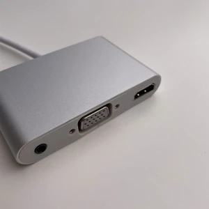 Алюминиевый переходник iLoungeMax 3-in-1 USB Type-C to HDMI | VGA | 3.5mm Silver - Фото 4