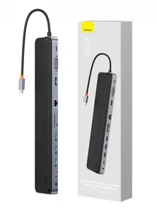 Хаб 11в1 Baseus Elitejoy Gen2 USB-C с разъемами HDMI 4K, VGA 4K, RJ45, USB-C, USB-A, кардридером SD/TF, Audio Jack, 100W PD для iPad | MacBook Pro/Air | Windows - Фото 5