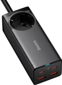 Быстрый сетевой удлинитель с зарядкой Baseus 100W GaN3 Pro AC+2 USB A+2 USB Type C+PD - Фото 2