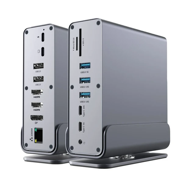 Хаб док-станція iLoungeMax 16-in-1 з роз'ємами 2 HDMI, RJ45, USB-C, USB-A, PD100W для MacBook Pro/Air | Mac