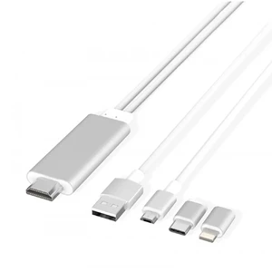Универсальный кабель EZCast Silver USB Type-C | USB 3.0 | Micro-USB | Lightning to HDMI 2m - Фото 6