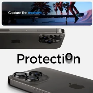 Защитное стекло на камеру Spigen Optik Pro Protector Black Titanium для iPhone 15 Pro | 15 Pro Max | 14 Pro | 14 Pro Max (2 шт.) - Фото 4