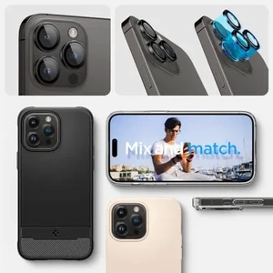 Защитное стекло на камеру Spigen Optik Pro Protector Black Titanium для iPhone 15 Pro | 15 Pro Max | 14 Pro | 14 Pro Max (2 шт.) - Фото 7