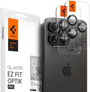 Защитное стекло на камеру Spigen Optik Pro Protector Black Titanium для iPhone 15 Pro | 15 Pro Max | 14 Pro | 14 Pro Max (2 шт.) AGL05205 - Фото 1