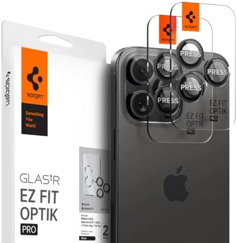 Захисне скло на камеру Spigen Optik Pro Lens Protector Black Titanium для iPhone 15 Pro | 15 Pro Max | 14 Pro | 14 Pro Max (2 шт.)