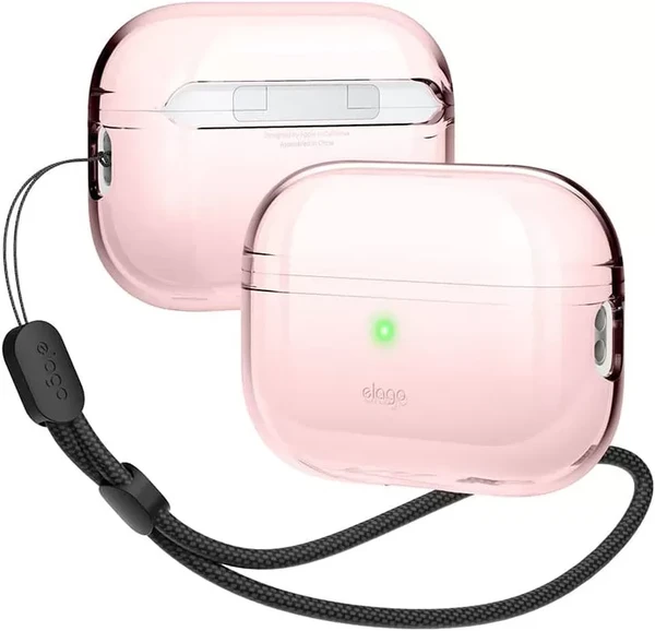 Прозорий силіконовий чохол із карабіном elago Clear with Nylon Lanyard Case Lovely Pink для AirPods Pro 2 в Сумах