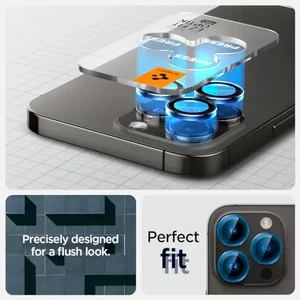Защитное стекло на камеру Spigen Optik Pro Protector Black Titanium для iPhone 15 Pro | 15 Pro Max | 14 Pro | 14 Pro Max (2 шт.) - Фото 5