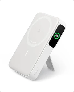 Повербанк MagSafe з підставкою Anker MagGo Qi2 with Stand 10000mAh White для iPhone 15 | 14 | 13 |12