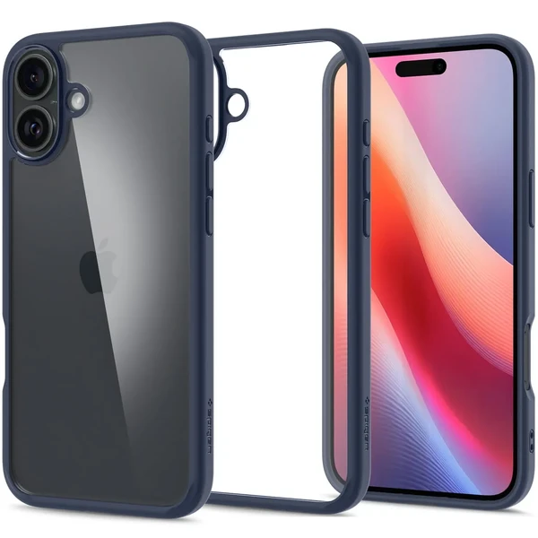 Прозорий синій чохол Spigen Ultra Hybrid для iPhone 16 у Житомирі