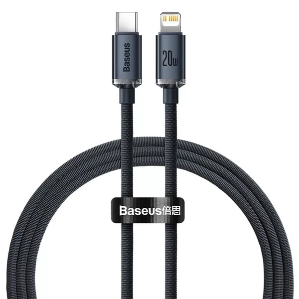 Зарядний кабель Baseus Crystal Shine Series USB Type-C to Lightning 20W Black (1.2m)