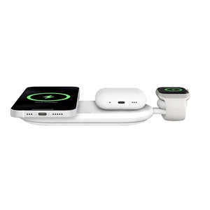 Док-станція MagSafe Belkin 3-в-1 BoostCharge Pro Charging Pad White 15W з Qi2 для iPhone | Apple Watch | AirPods - Фото 2