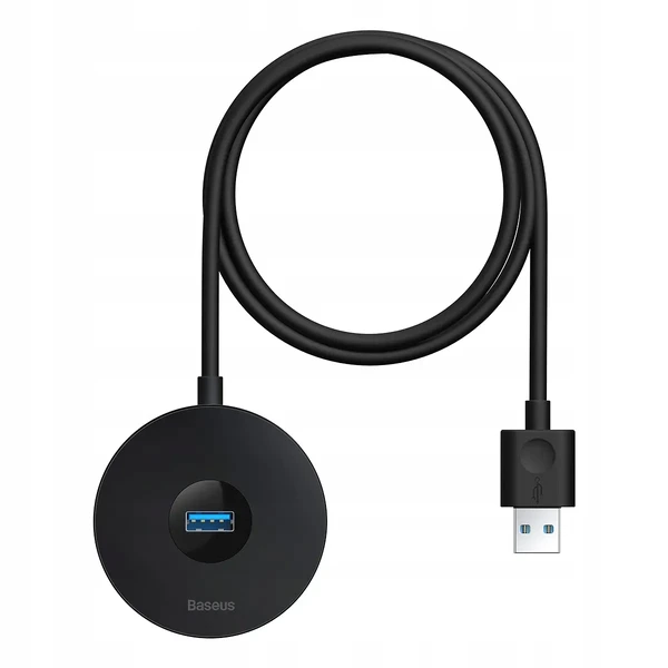 Хаб (адаптер) USB-A 3.0 для ноутбука/ПК з 4x USB-A, microUSB для флешок, клавіатури і миші | Baseus Round Box Black в Харкові