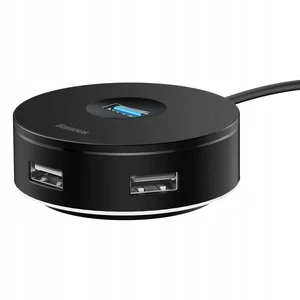 Хаб (адаптер) USB-A 3.0 для ноутбука/ПК с 4x USB-A, microUSB для флешок, клавиатуры и мыши | Baseus Round Box Black - Фото 14