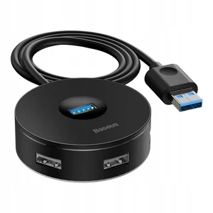 Хаб (адаптер) USB-A 3.0 для ноутбука/ПК с 4x USB-A, microUSB для флешок, клавиатуры и мыши | Baseus Round Box Black - Фото 16