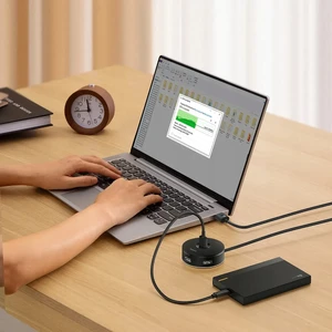 Хаб (адаптер) USB-A 3.0 для ноутбука/ПК с 4x USB-A, microUSB для флешок, клавиатуры и мыши | Baseus Round Box Black - Фото 3