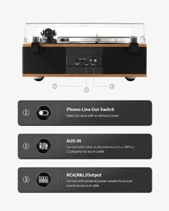 Проигрыватель виниловых пластинок ANGELS HORN Bluetooth Turntable со встроенными динамиками - Фото 6