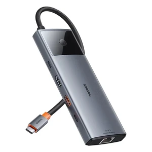 Многофункциональный хаб 10в1 Baseus Metal Gleam Series II с разъемами HDMI 4K, USB-C, USB-A, кардридером SD/TF, AUX 3.5, 100W PD для iPad | MacBook Pro/Air - Фото 2