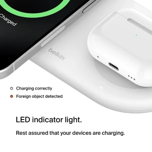Бездротова зарядка 2-в-1 Belkin MagSafe Qi2 15W White - Фото 6