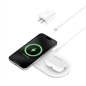 Бездротова зарядка 2-в-1 Belkin MagSafe Qi2 15W White