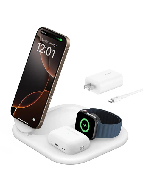 Док-станция 3в1 Belkin Qi2 MagSafe 15 White