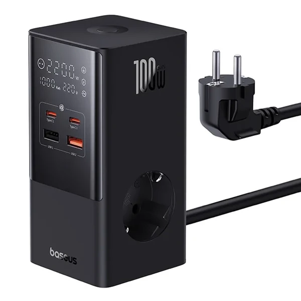 Мережевий подовжувач зі швидкою зарядкою Baseus PowerCombo 100W, AC + USB A + USB Type-C + PD