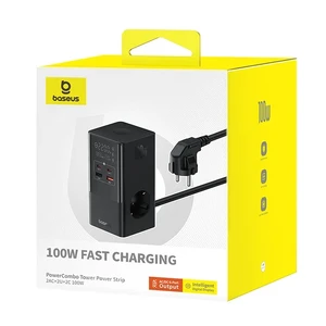 Сетевой удлинитель с быстрой зарядкой Baseus PowerCombo 100W, AC+USB A+USB Type-C+PD - Фото 7