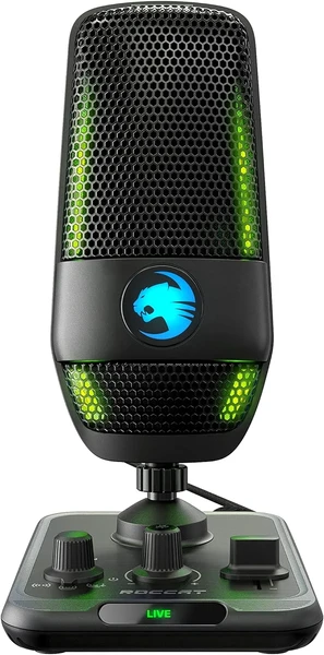 Мікрофон для стрімінгу і подкастів ROCCAT Torch USB з RGB-підсвіткою та індикатором для запису