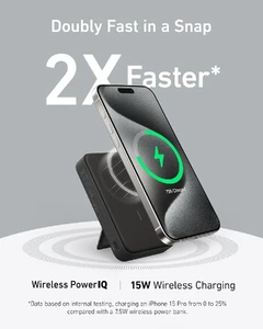 Повербанк MagSafe з підставкою Anker MagGo Qi2 with Stand 10000mAh Black для iPhone 15 | 14 | 13 |12 - Фото 2