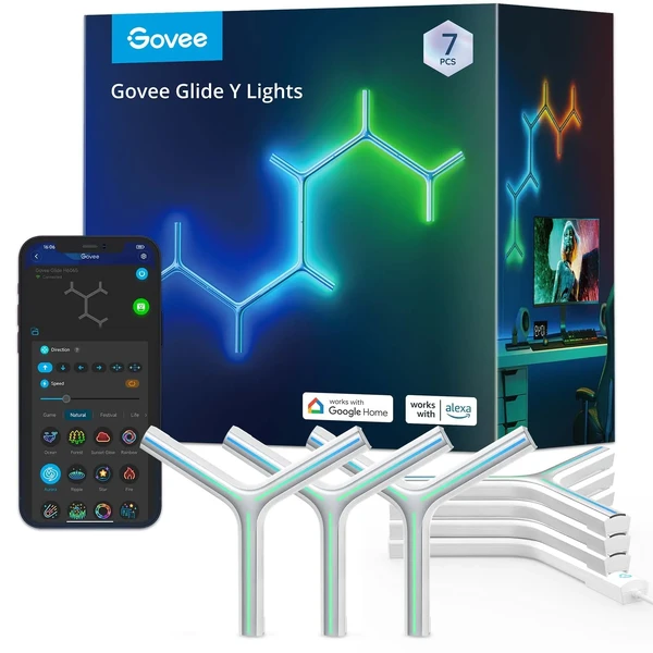 Набір настінних світильників Govee Glide Y Lights Panel RGBIC White, 7 шт