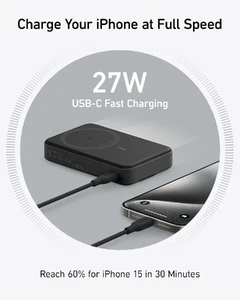 Повербанк MagSafe з підставкою Anker MagGo Qi2 with Stand 10000mAh Black для iPhone 15 | 14 | 13 |12 - Фото 4