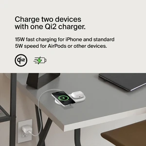 Бездротова зарядка 2-в-1 Belkin MagSafe Qi2 15W White - Фото 2