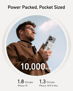 Повербанк MagSafe з підставкою Anker MagGo Qi2 with Stand 10000mAh White для iPhone 15 | 14 | 13 |12 - Фото 5