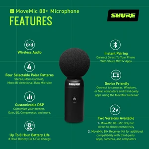 Беспроводной микрофон для записи Shure MoveMic 88+ Wireless - Фото 6