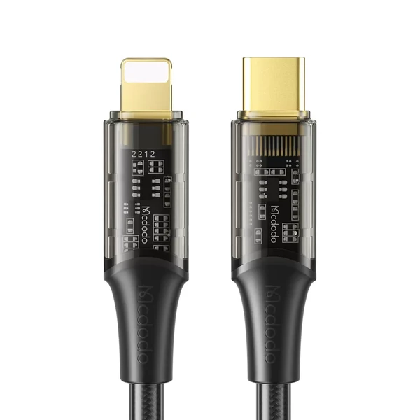 Зарядний кабель McDodo Amber Series Cable USB Type-C to Lightning Transparent Black (1.2m)
