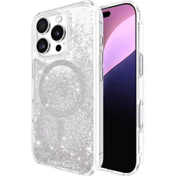 Срібний блискучий чохол Case-Mate Waterfall MagSafe для iPhone 16 Pro