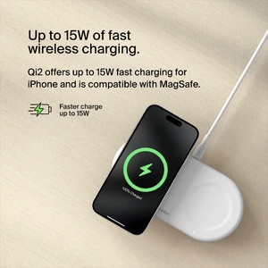 Бездротова зарядка 2-в-1 Belkin MagSafe Qi2 15W White - Фото 4
