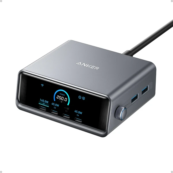 Зарядний пристрій 6-портовий Anker Prime 250W GaNPrime