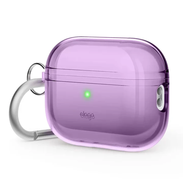 Прозорий силіконовий чохол із карабіном elago Clear Hang Case Deep Purple для AirPods Pro 2