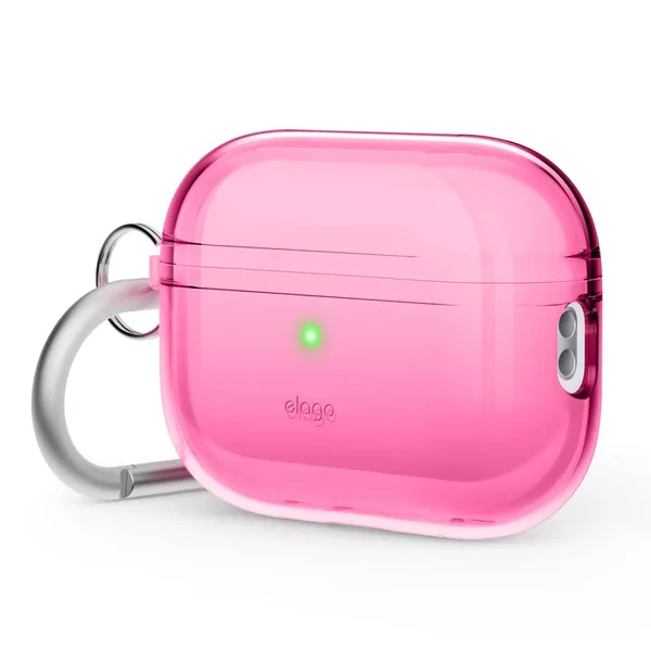 Прозорий силіконовий чохол із карабіном elago Clear Hang Case Neon Hot Pink для AirPods Pro 2 в Сумах